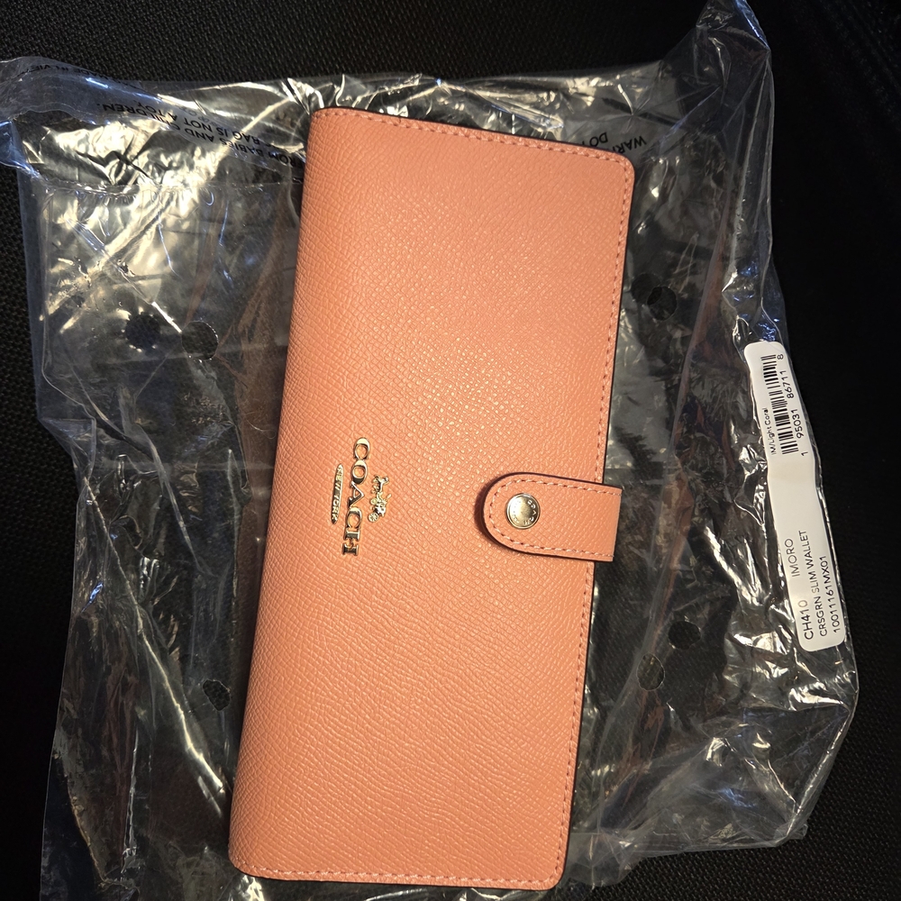 Coach Coral Long Wallet with Gold Accents